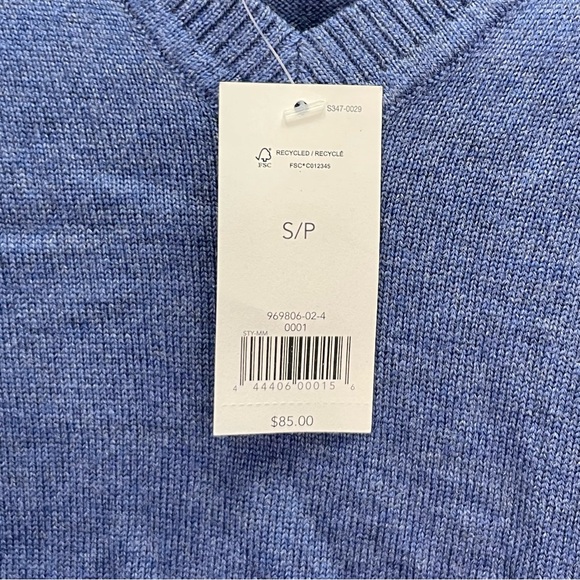 NEW Banana Republic Extra Fine Merino blue v neck knit sweater - Picture 5 of 12